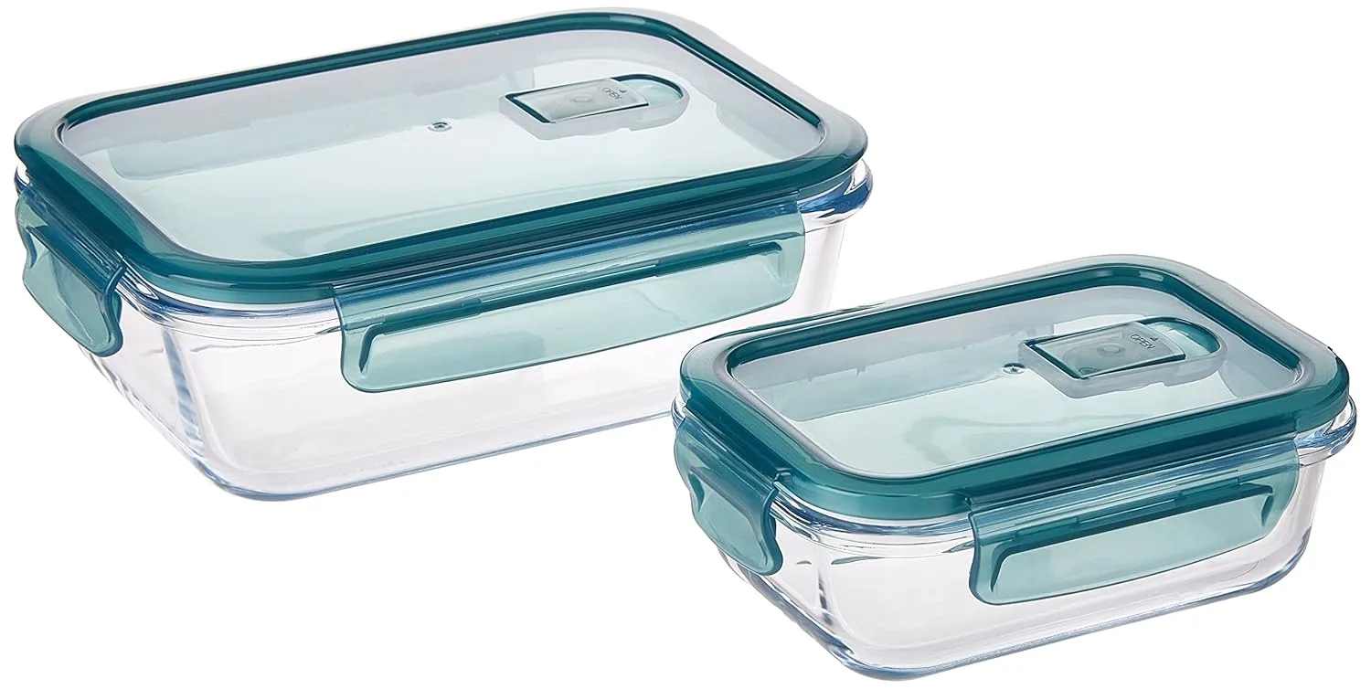 Royalford Glass Food Storage Containers - 2 Pcs Airtight