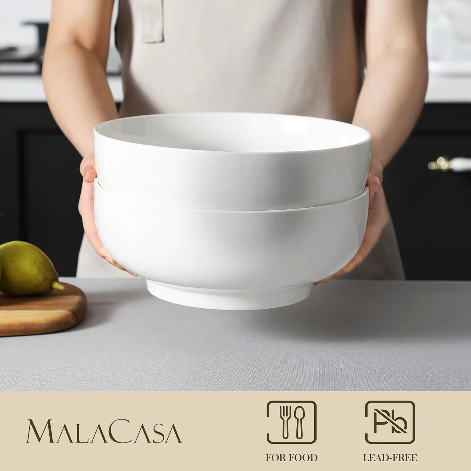 MALACASA Serving Bowls Large Salad Bowl Set - Image 4
