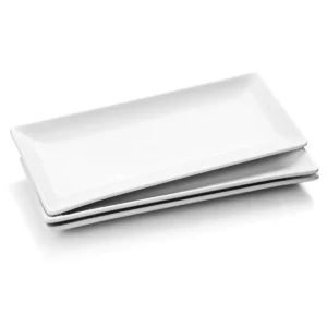 Serving Platters Set, White Rectangular Plates 14 Inch