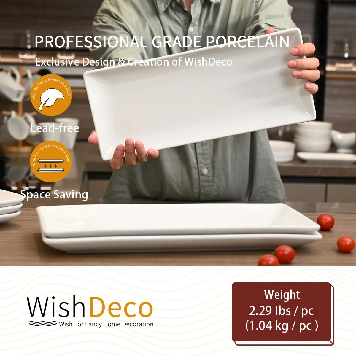 Serving Platters Set, White Rectangular Plates 14 Inch - Image 4