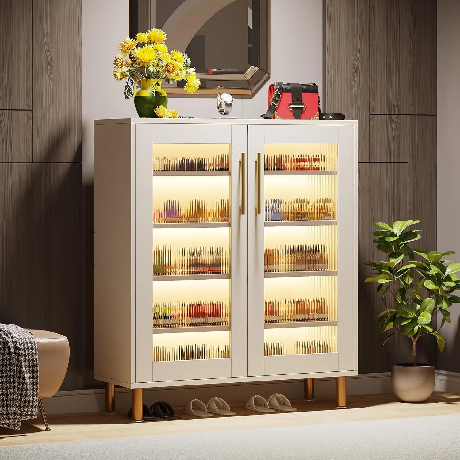 Shoe Cabinet LED Light Acrylic Door Organizer - Image 3