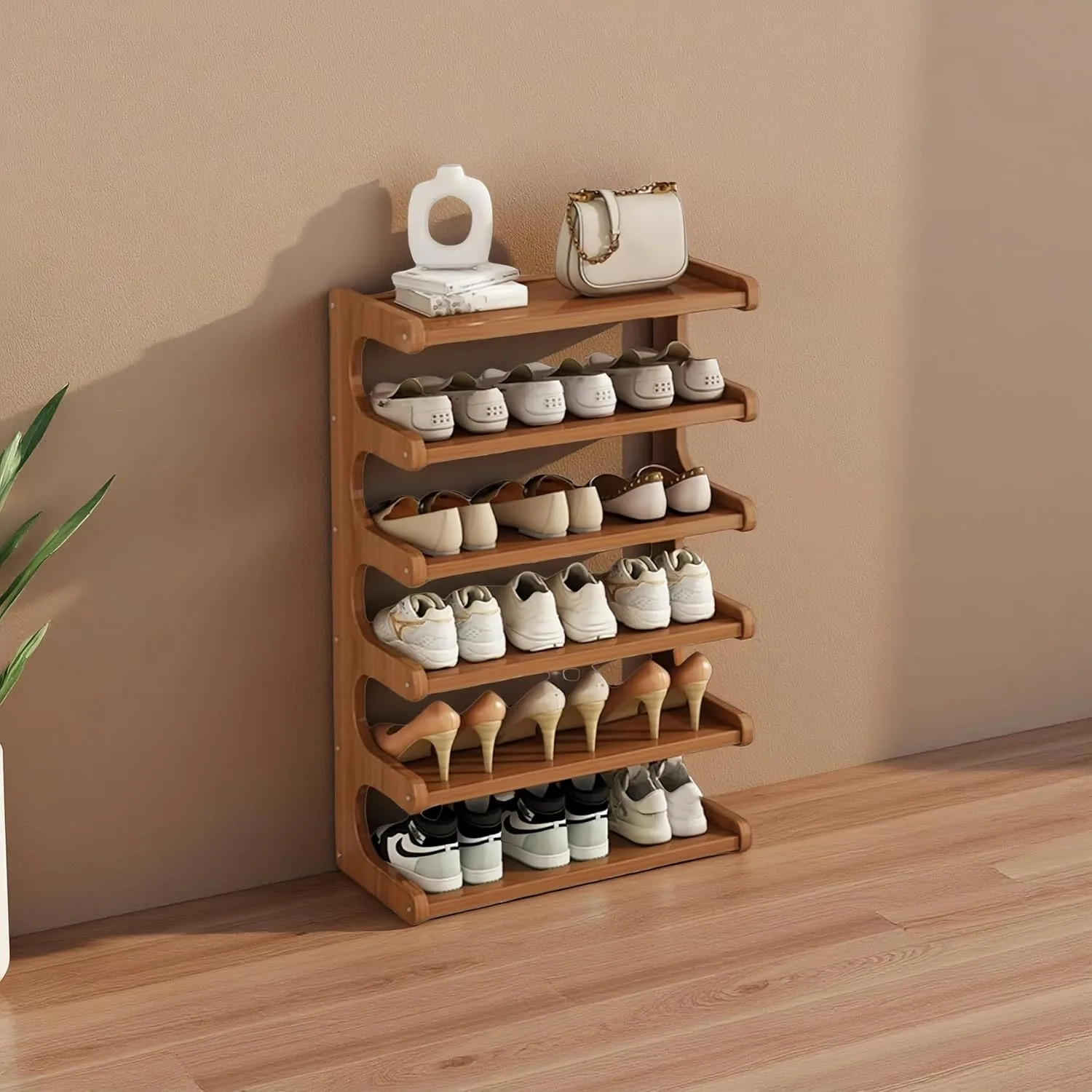 Space Saving Shoe Rack - Bamboo Multi-Tier Storage