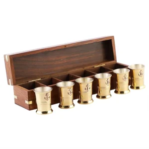 Shot Glasses Rosewood Case Men Gifts