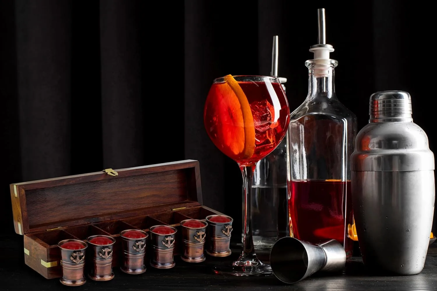 Shot Glasses Rosewood Case Men Gifts - Image 3