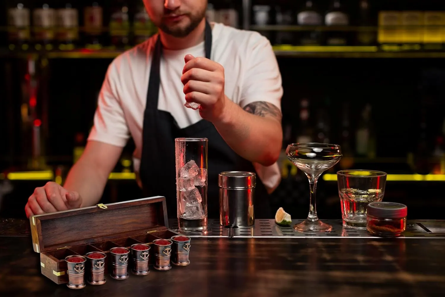 Shot Glasses Rosewood Case Men Gifts - Image 4