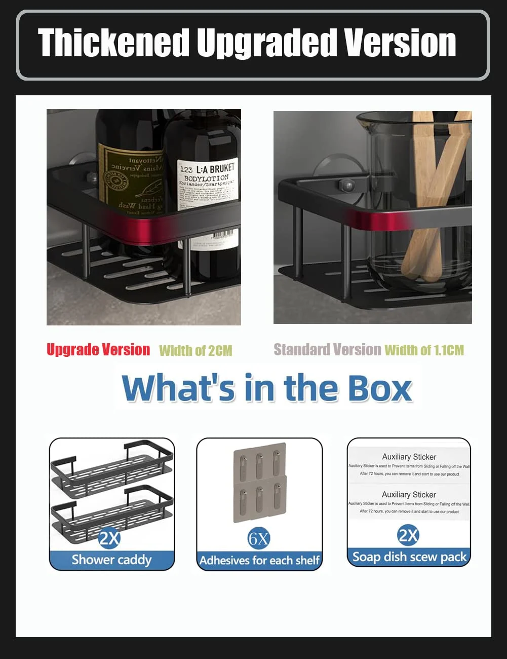 Shower Caddy Adhesive Rustproof Bathroom Organizer - Image 2