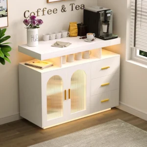 Sideboard Buffet Cabinet Storage w/ Charging & LED