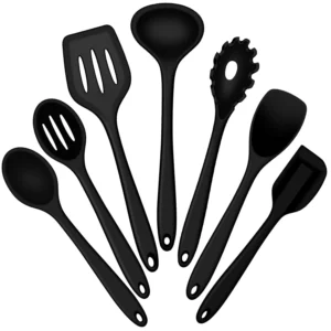 Silicone Cooking Utensils Set, 7-Piece Black