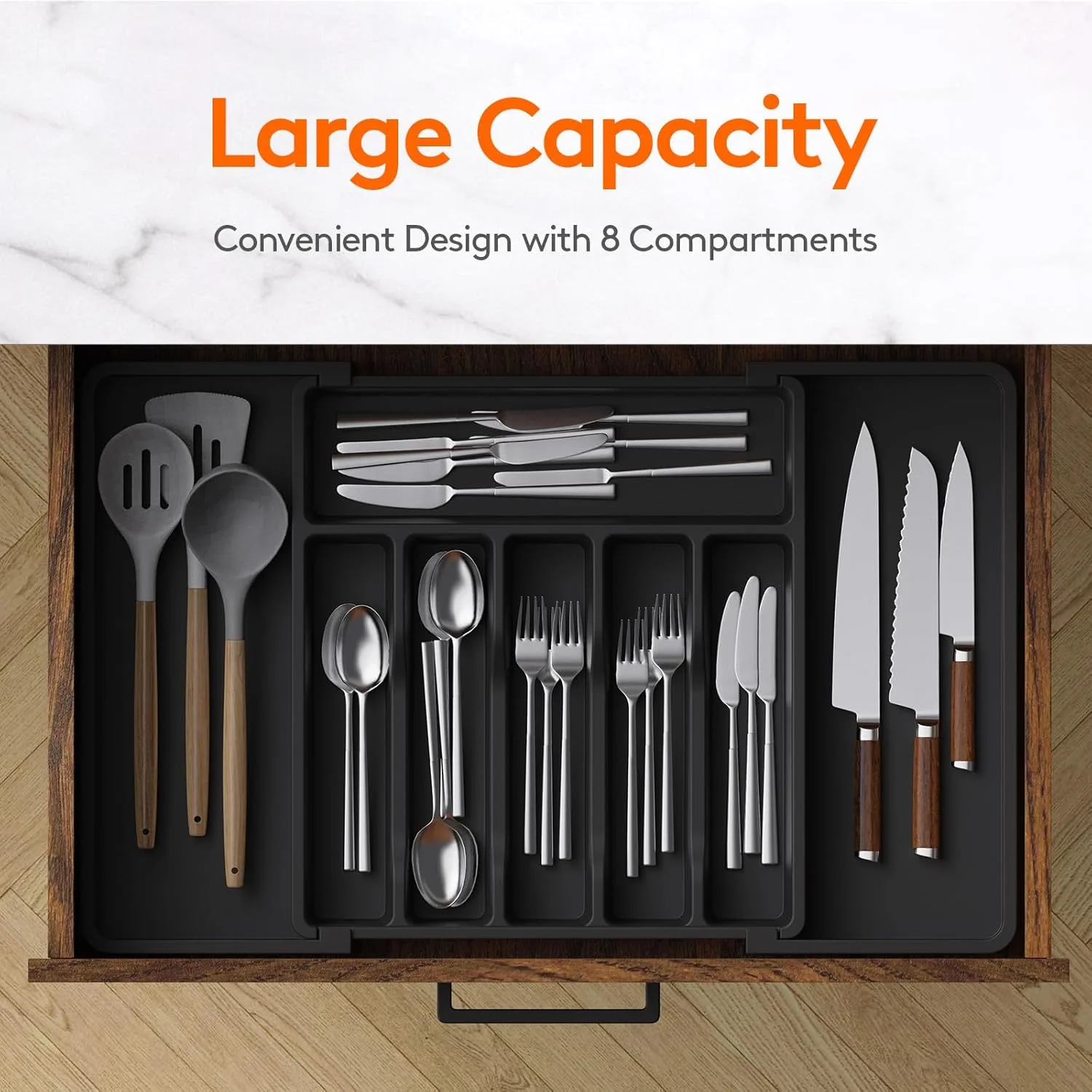 Expandable Silverware Drawer Organizer, Adjustable Kitchen - Image 2