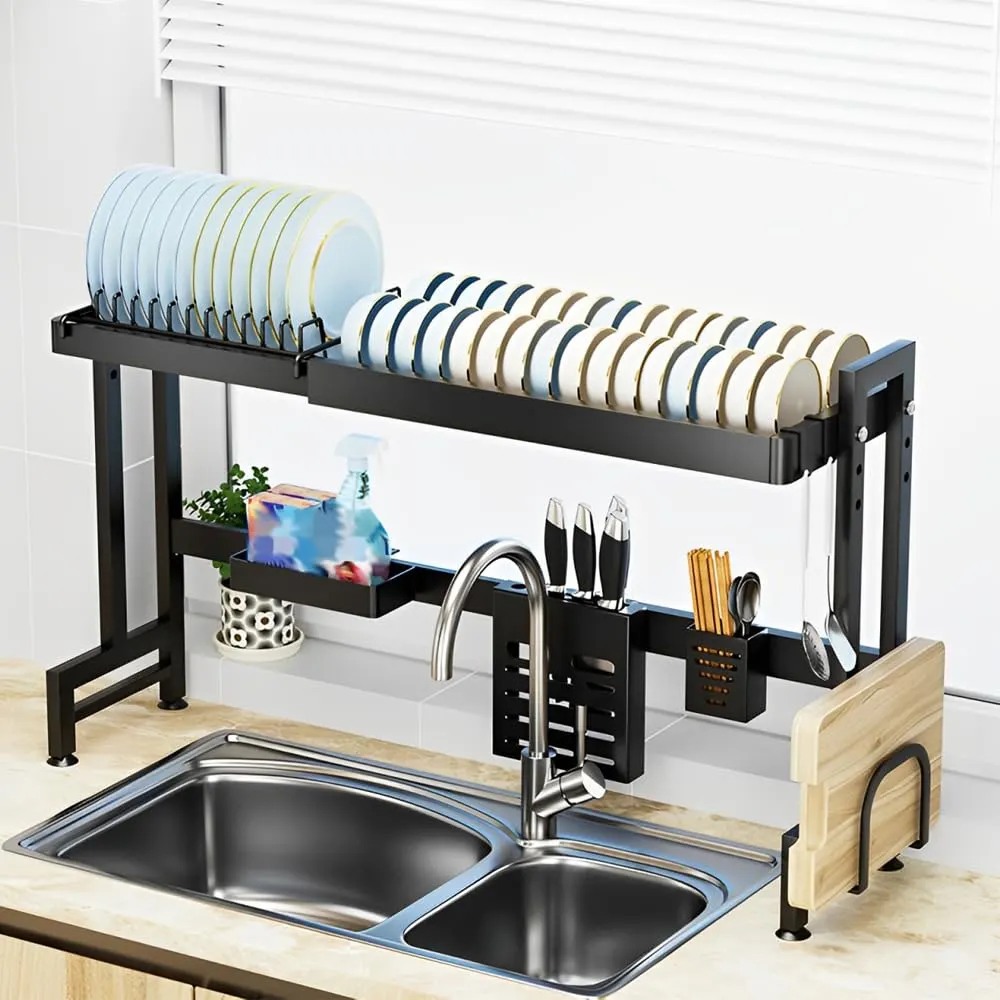 Over Sink Dish Rack Adjustable - Kitchen Organizer