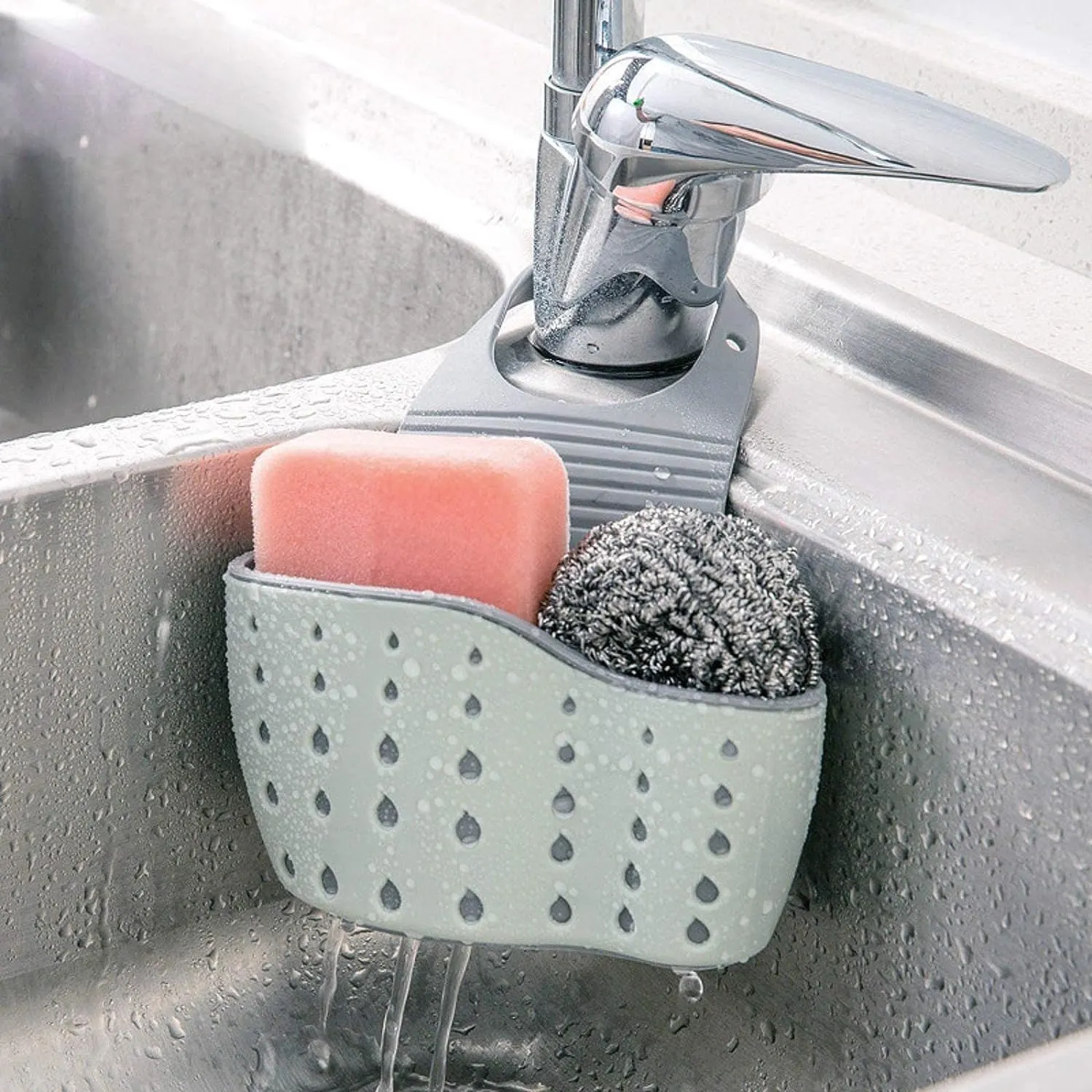 Sink Sponge Holder Kitchen Soap Drain Rack Organizer
