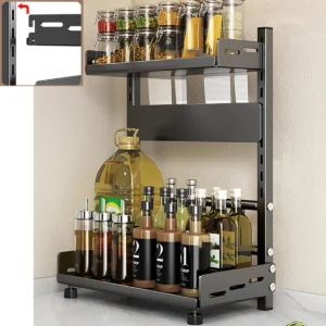 Spice Rack Organizer - Adjustable 2-Tier Kitchen Shelf