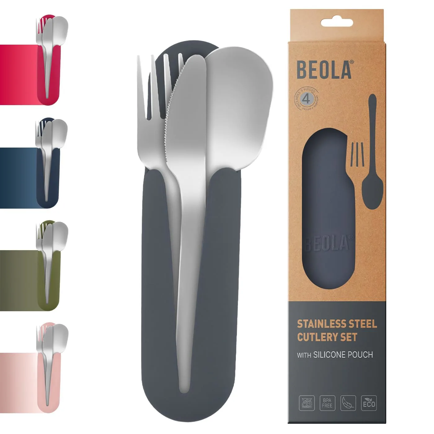 Travel Utensils Set, Stainless Steel Cutlery with Case