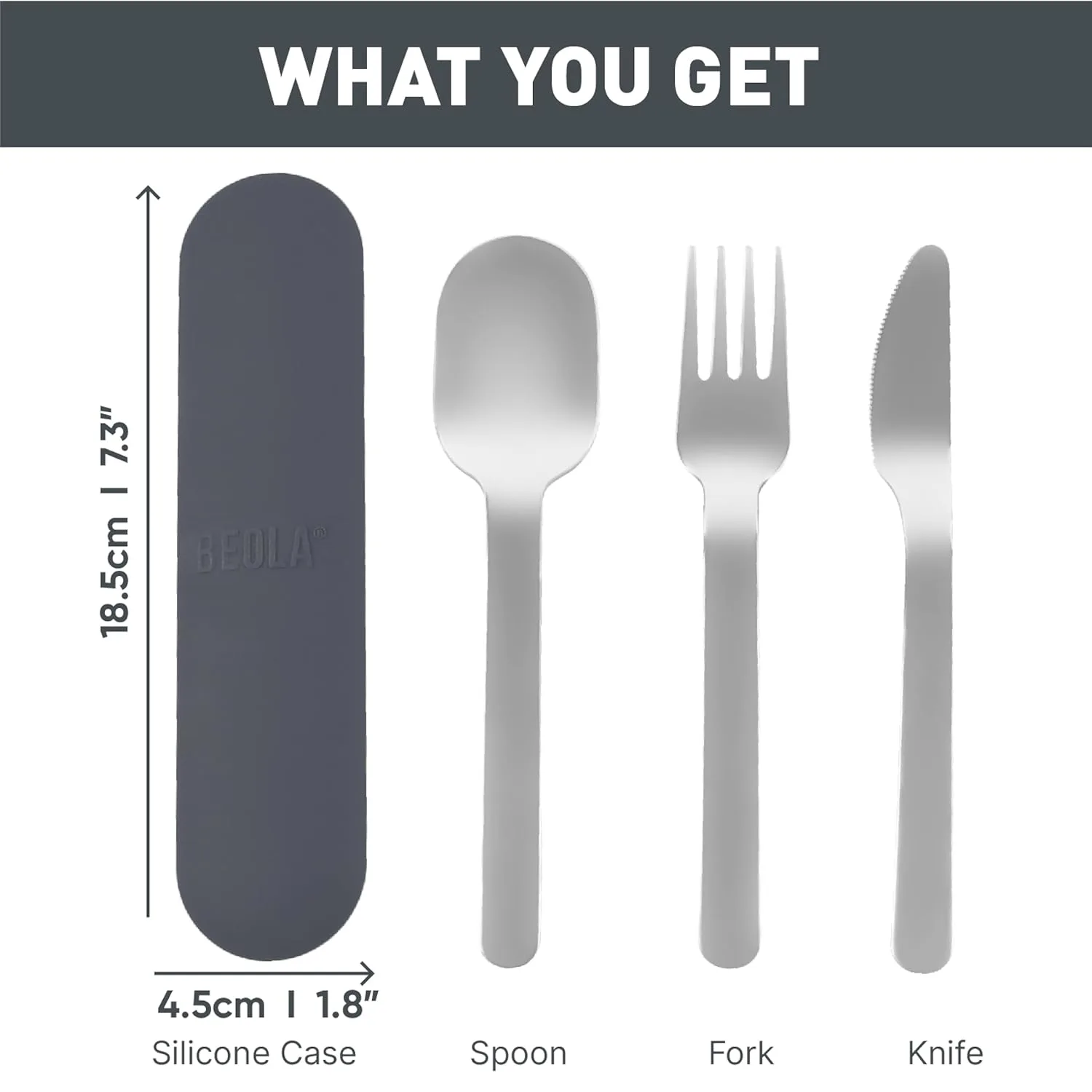 Travel Utensils Set, Stainless Steel Cutlery with Case - Image 3