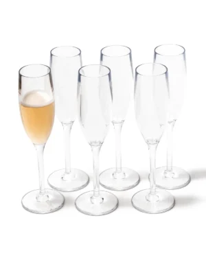 Unbreakable Flute Glasses Acrylic 190ml - Set of 6
