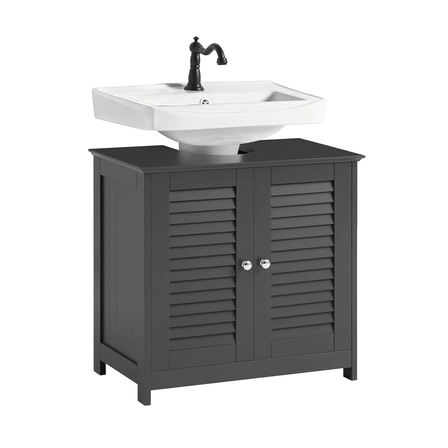 Under Sink Cabinet Bathroom Storage Organizer Dark Grey