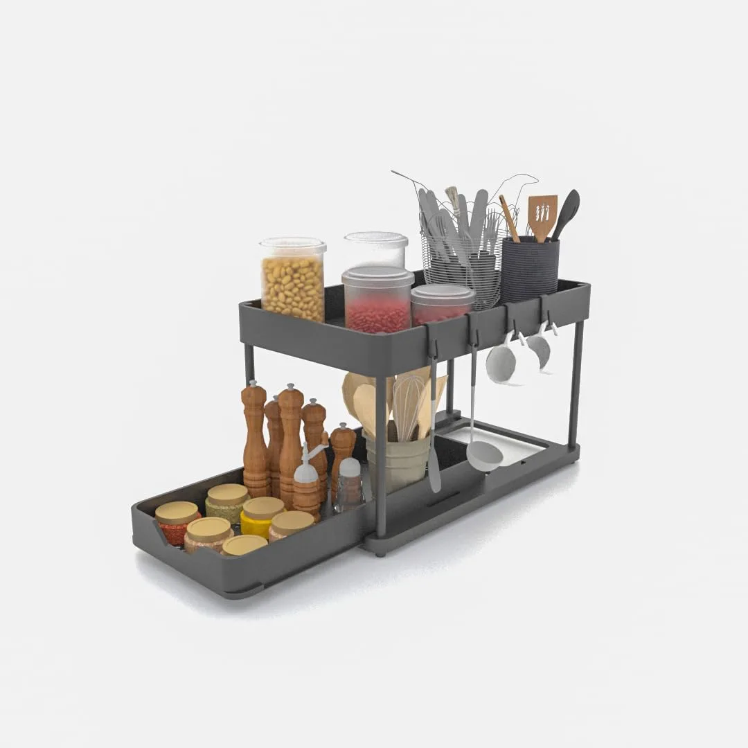 Under Sink Organizer 2-Tier Sliding Storage - Image 3