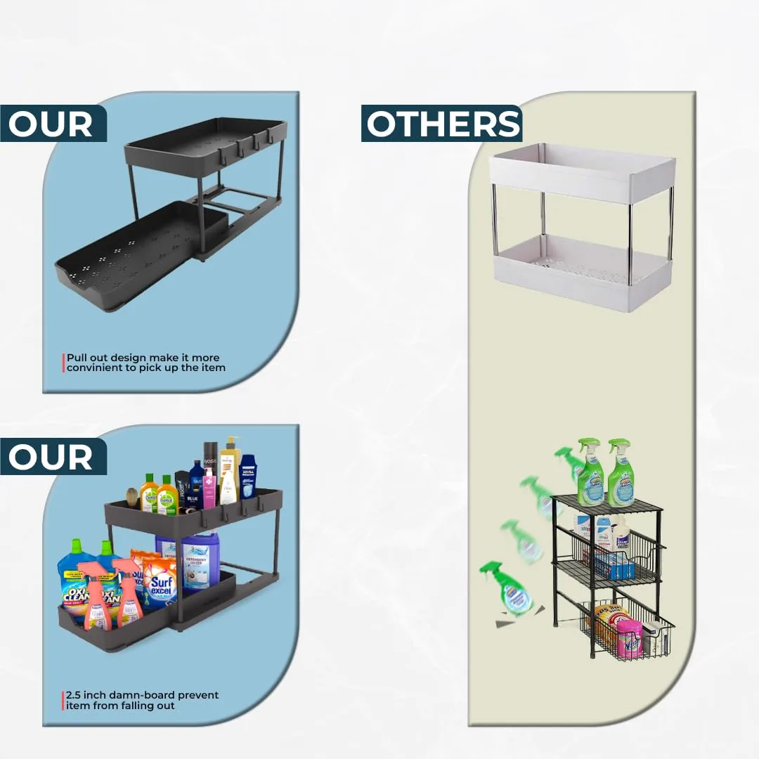 Under Sink Organizer 2-Tier Sliding Storage - Image 4