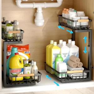 Under Sink Organizer Pull Out 2 Tier Storage