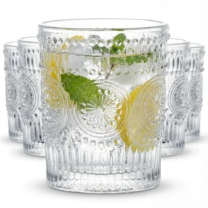 Kingrol 9.5oz Vintage Water Glasses Set of 6