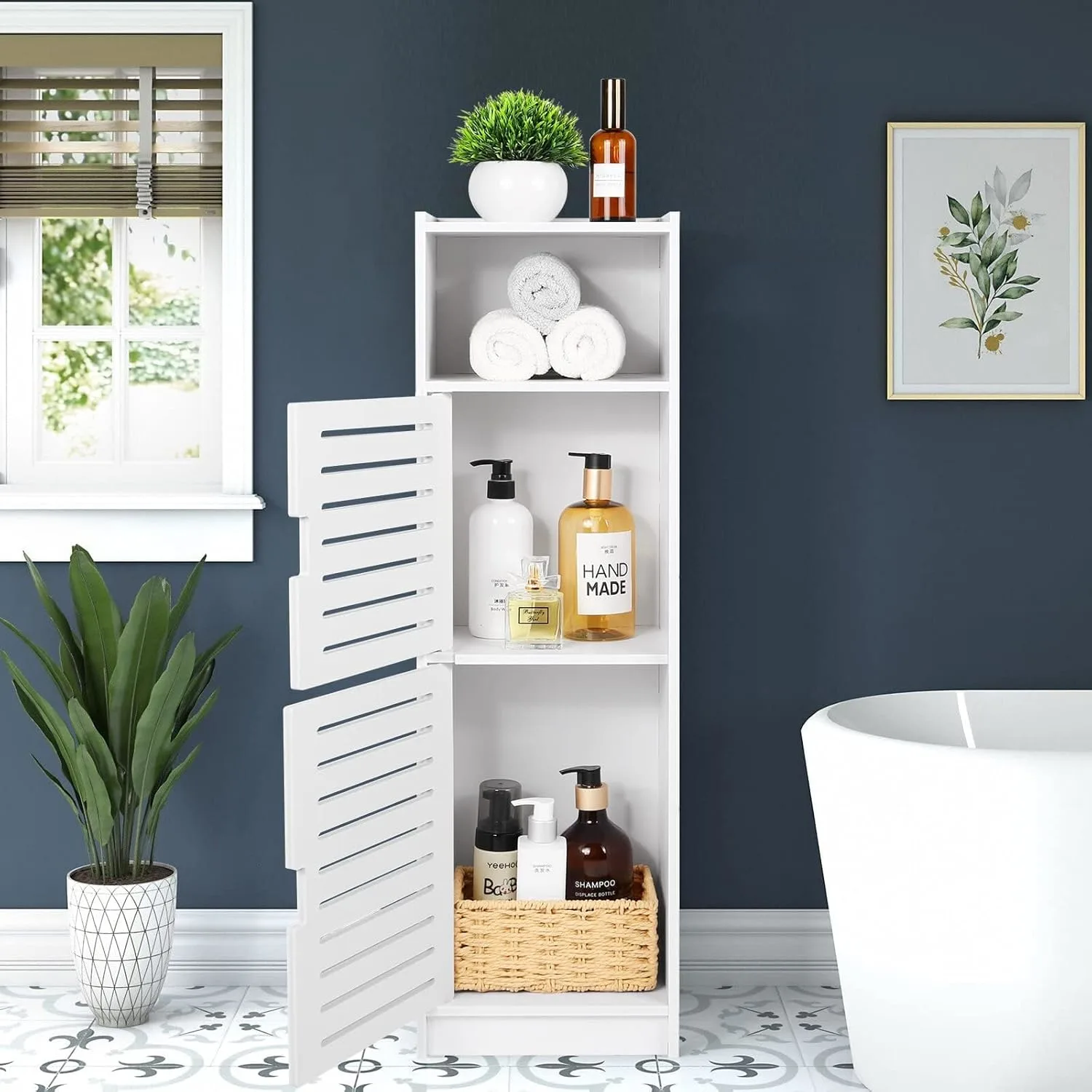 Waterproof Bathroom Cabinet - White Storage Shelf - Image 2