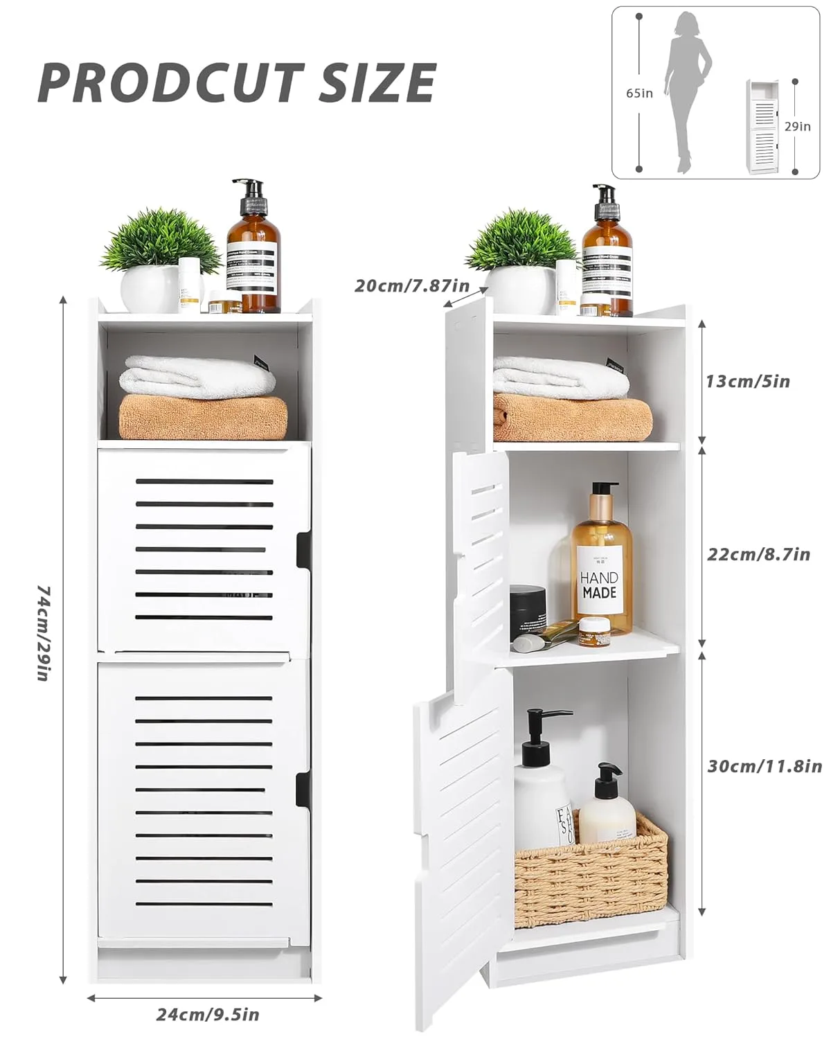 Waterproof Bathroom Cabinet - White Storage Shelf - Image 3