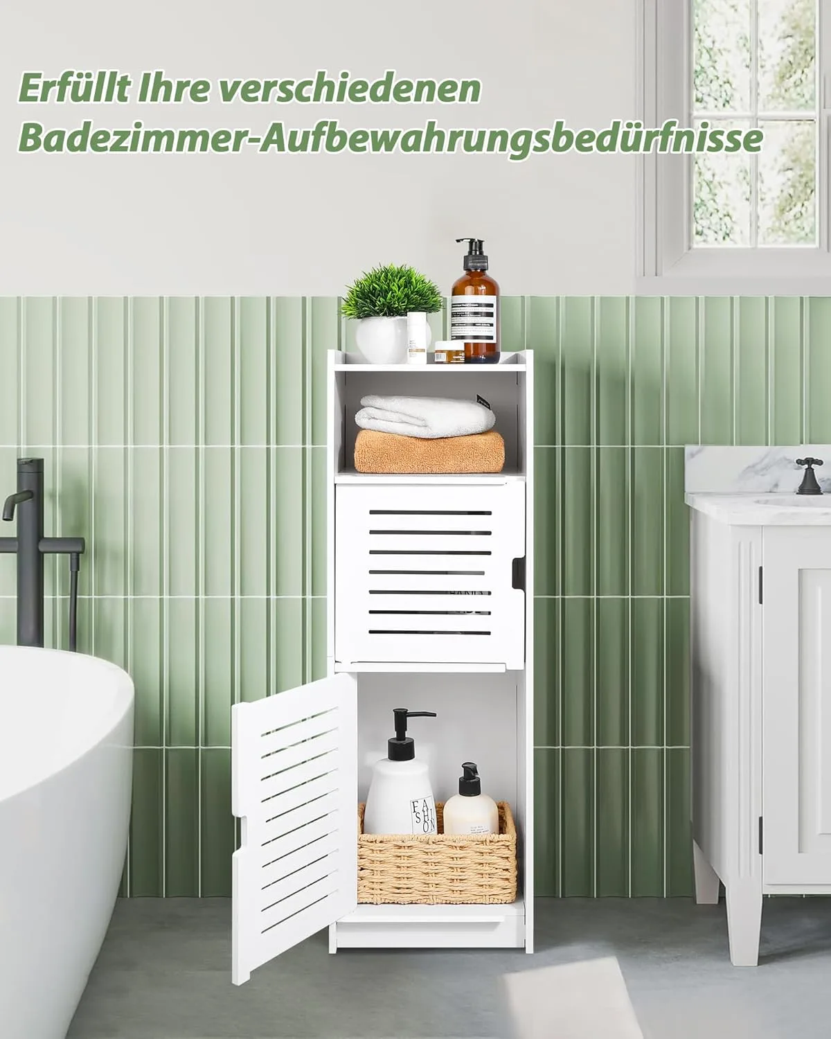 Waterproof Bathroom Cabinet - White Storage Shelf - Image 4