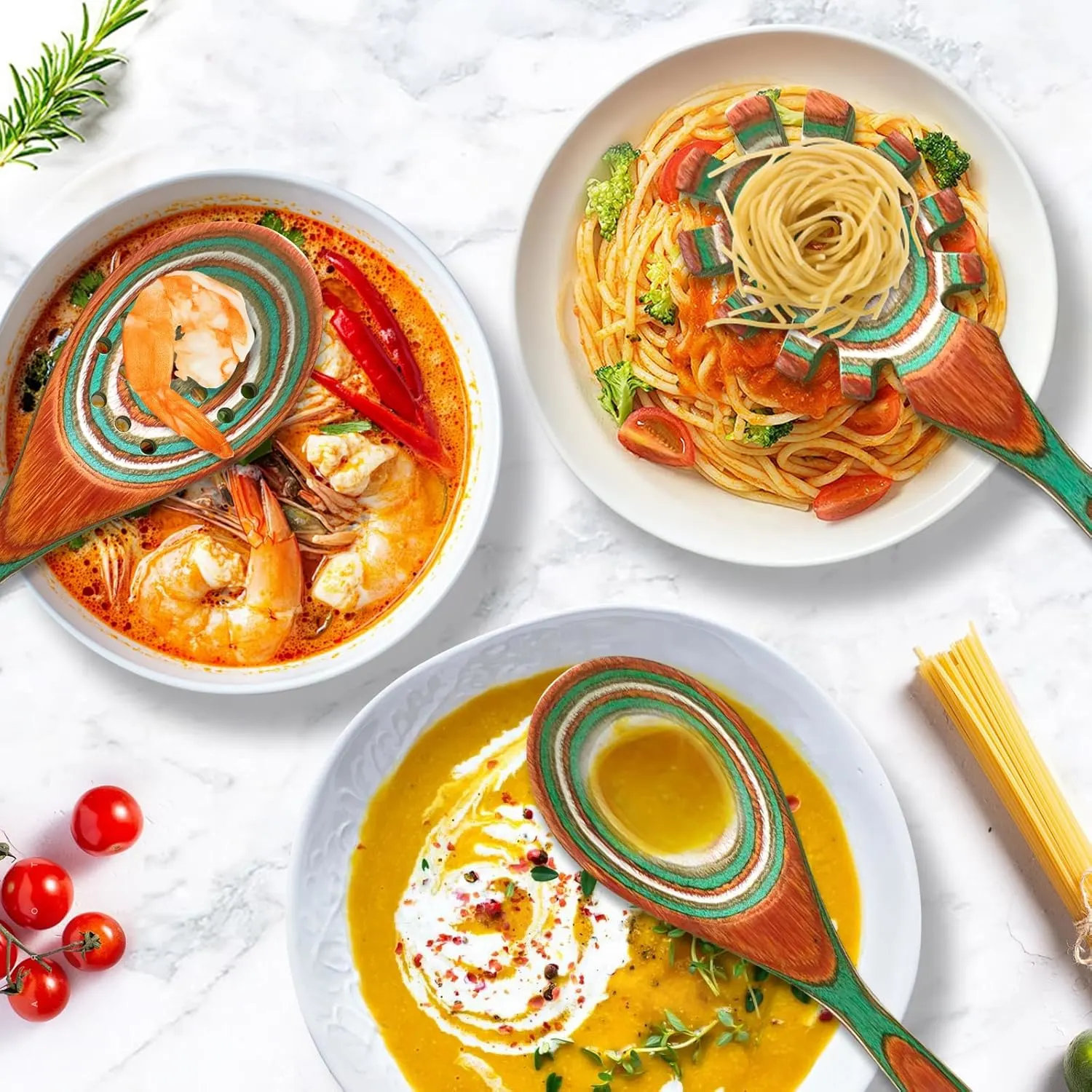 Wooden Cooking Utensils Set - Pakkawood, Heat Resistant - Image 2