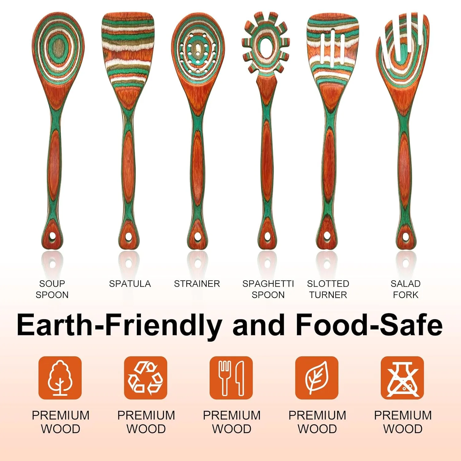 Wooden Cooking Utensils Set - Pakkawood, Heat Resistant - Image 3