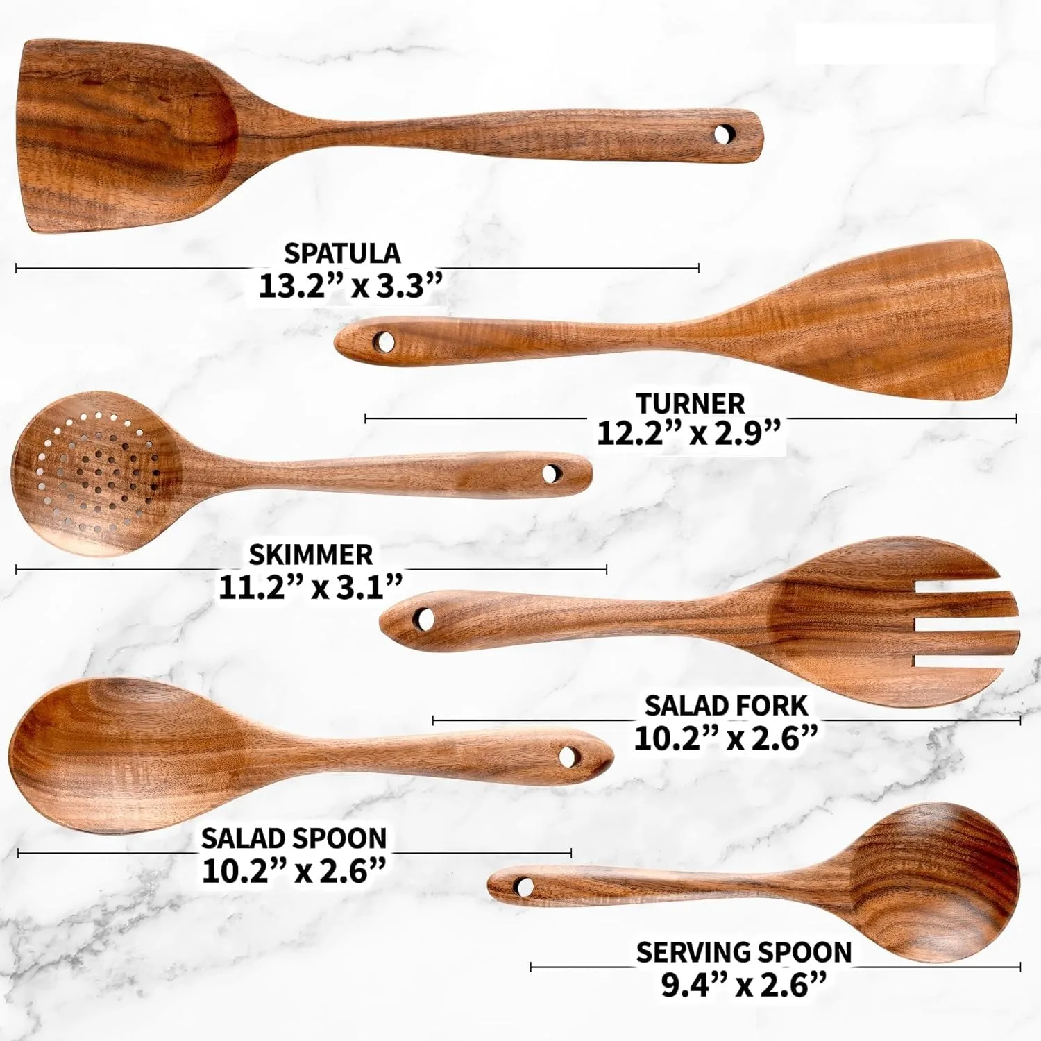 Wooden Spoons for Cooking Teak Utensil Set - Image 2