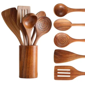 Wooden Spoons for Cooking Teak Utensil Set