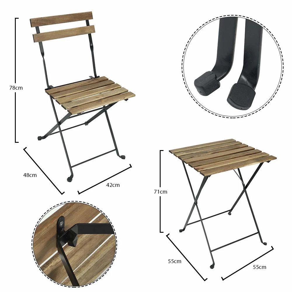 Yatai Bistro Set - Folding Patio Table & Chairs - Image 2