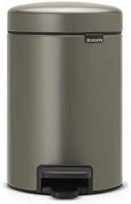 Brabantia 113246 Pedal Bin Newicon With Plastic Inner Bucket, 3 Litre - Platinum