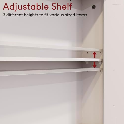 Bath Vida Bathroom Cabinet Mirrored Double Doors Wall Mounted Storage Furniture, White