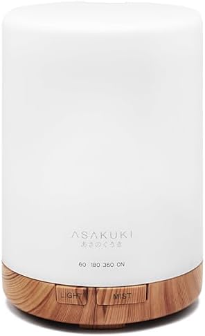 ASAKUKI 300ml Essential Oil Diffuser, Quiet 5-in-1 Premium Humidifier, Natural Home Fragrance Aroma Diffuser with 7 LED Color Changing Light and Auto-Off Safety Switch, Yellow