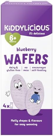 Kiddylicious Blueberry Wafers Gluten & Dairy Free Kids Snack, Suitable for 6+ Months 4x4g