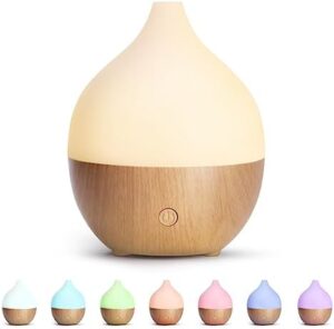 SALKING Aroma Diffuser Essential Oils - Aromatherapy Room Fragrance Ultrasonic Diffuser 100ml with Automatic Shut-off Function, White Wood Grain Fragrance Oil Diffusers Fragrance Lamp RGB for Home Off