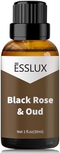 ESSLUX Black Rose & Oud Fragrance Oil - Essential Oils for Diffuser, Candle Soap Making Scents, Aromatherapy Scented Massage, Perfume for Humidifier Home Fragrance, 30ml