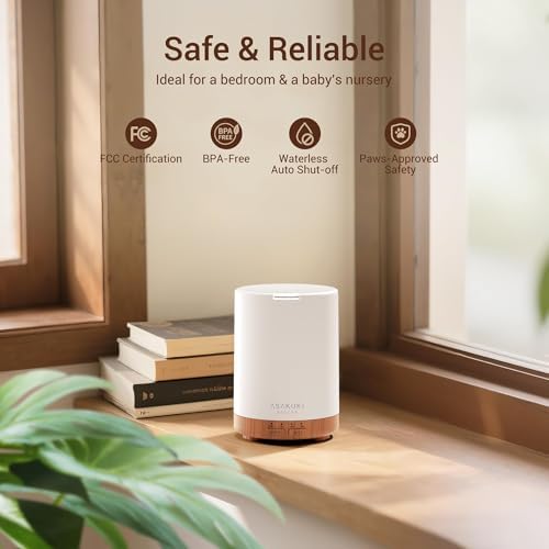 ASAKUKI 300ml Essential Oil Diffuser, Quiet 5-in-1 Premium Humidifier, Natural Home Fragrance Aroma Diffuser with 7 LED Color Changing Light and Auto-Off Safety Switch, Yellow
