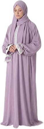 KESSAA Larin Women’s Premium Prayer Isdal – Luxury Silk-Cotton Full-Coverage Salah Dress with Integrated Head Scarf | Lightweight, Breathable, Modest Wear for Home, Travel & Mosque
