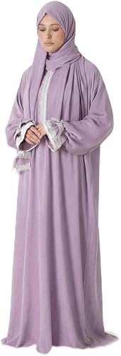 KESSAA Larin Women’s Premium Prayer Isdal – Luxury Silk-Cotton Full-Coverage Salah Dress with Integrated Head Scarf | Lightweight, Breathable, Modest Wear for Home, Travel & Mosque