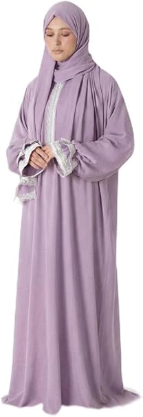 KESSAA Larin Women’s Premium Prayer Isdal – Luxury Silk-Cotton Full-Coverage Salah Dress with Integrated Head Scarf | Lightweight, Breathable, Modest Wear for Home, Travel & Mosque