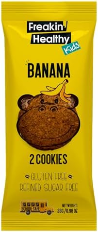 Freakin Healthy Banana Cookies 28g – 2 Soft-Baked Biscuits, Made with Real Bananas, Plant Based Kids Snacks, Launch box friendly treat