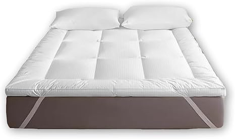 Sleep Well Soft Material Stripe Mattress Topper - 600GSM (180x200+7cm - White)