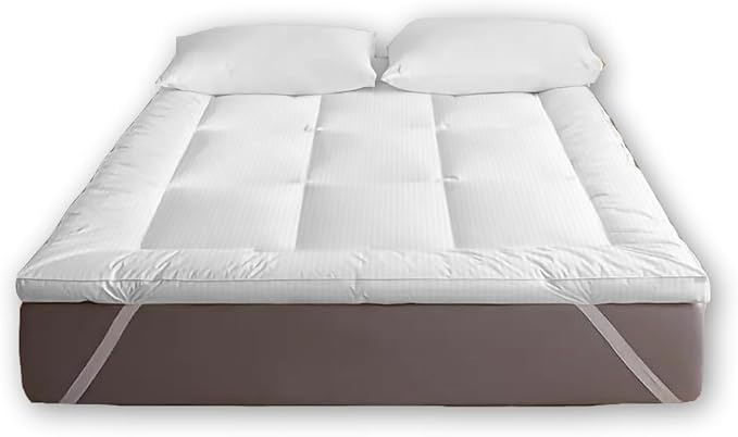 Sleep Well Soft Material Stripe Mattress Topper - 600GSM (180x200+7cm - White)