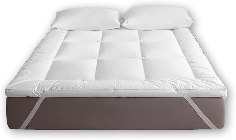 Sleep Well Soft Material Stripe Mattress Topper - 600GSM (180x200+7cm - White)