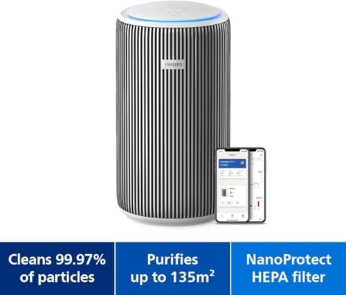 Philips Smart Air Purifier PureProtect 3200 Series - 135 m2, HEPA, Active Carbon, 5 Speeds, Sleep Mode, Child Lock, Connected to Smart Phones, Silver/White - AC3220/10