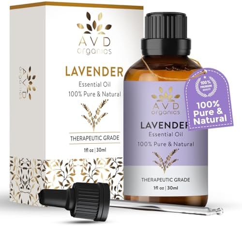 AVD Organics Lavender Essential Oil 30ml – 100% Pure & Natural Lavender Oil for Diffuser, Aromatherapy, Sleep, Massage, Skin, Meditation & Relaxation | Therapeutic Grade | 1 fl oz