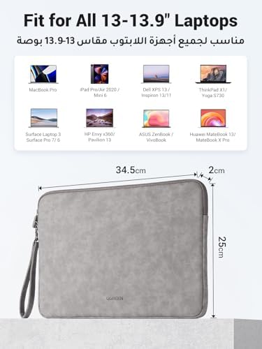 UGREEN Laptop Sleeve 13-13.9'' Shockproof and Waterproof Leather Laptop Case Portable Notebook Sleeve 13 Inch Notebook Protective Case Cover Fit for MacBook Pro Lenovo IdeaPad ThinkPad Dell Latitude