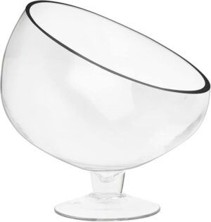 Royal Imports Clear Glass Slant Cut Tilted Angled Bubble Ball Decorative Serving Bowl For Buffet Centerpiece, Plant Terrarium, Flower Vase, Snack Salad fruit Candy Dish with Stemmed Pedestal